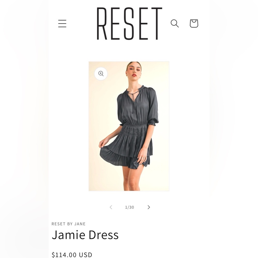 Reset Black Silky V-Neck Mini Dress. Never Worn! NWT